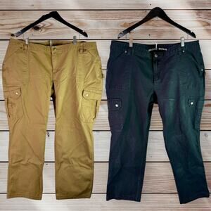 Duluth Trading Women's 24W Set 2 Tan & Black Curvesetter Waistband Work Pants